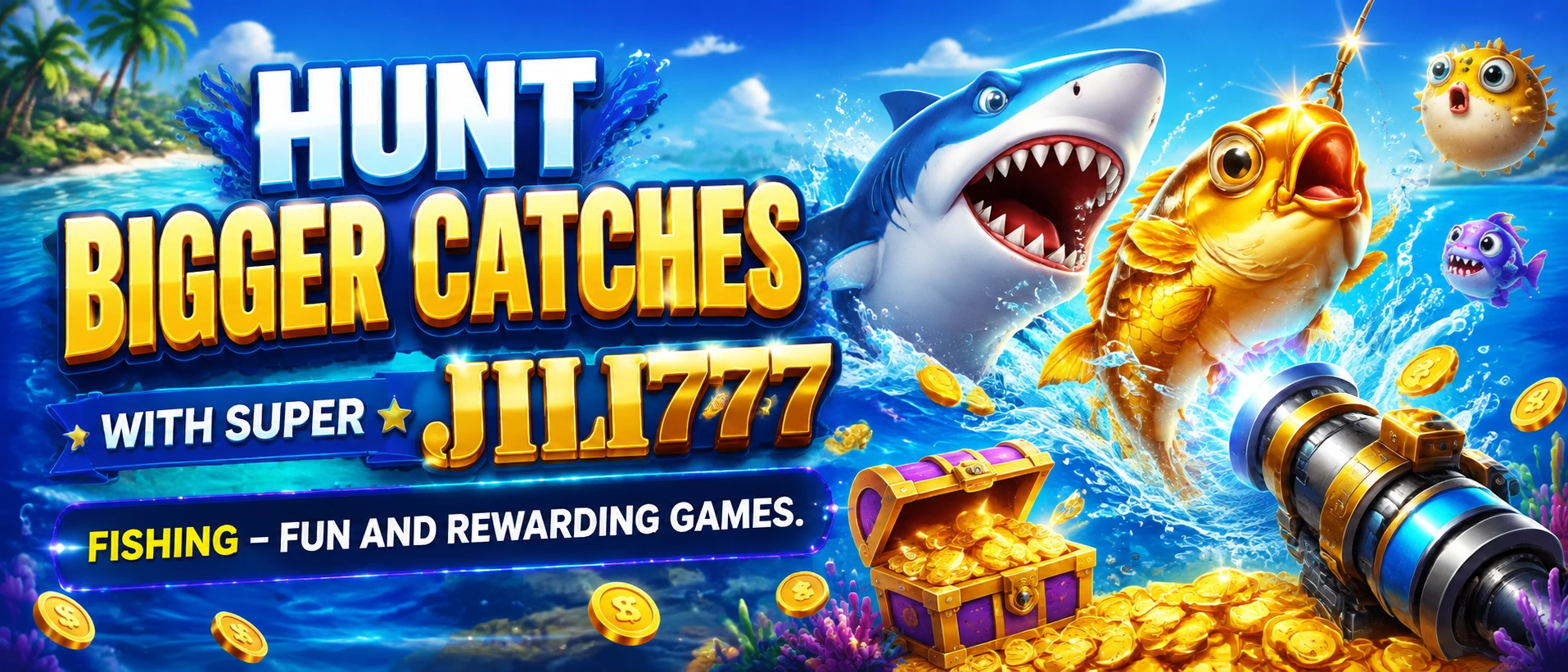 JILI777O fishing game promotional artwork with mobile-friendly visual contrast