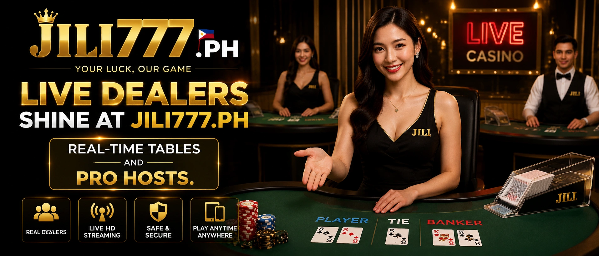 JILI777O live baccarat and table lobby